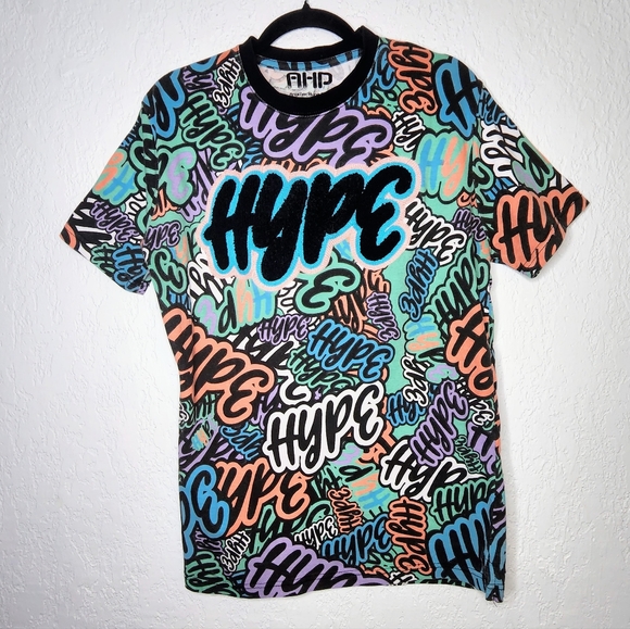 AHP Another Hype Piece Hype All Over Print Short Sleeve T-shirt Sz M Graphic Tee - Picture 2 of 10